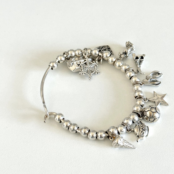 925 Sterling Silver Vintage Loaded Charm Ladies Bracelet With 10 Charms 7" - Picture 8 of 8